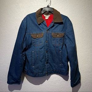 Vintage Key Imperial Denim Trucker Jean Jacket Quilted Lined 38R Corduroy